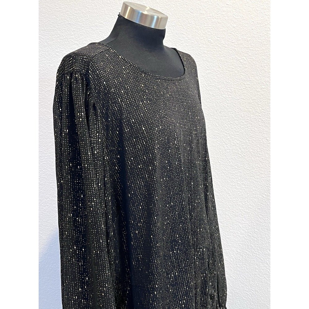 TORRID 5X(28) Black Gold Fit & Flare Mini Studio Knit Ruched Dress Crew Neck - Picture 11 of 16